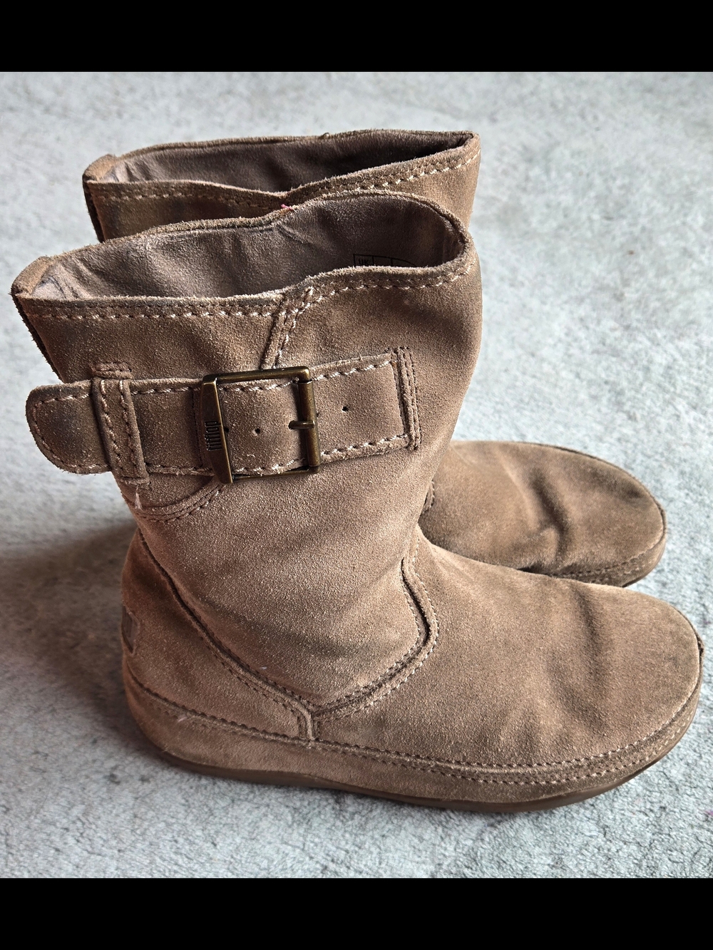 Fitflop Suede Ankle Boots in Light Brown with Buckle Detail
